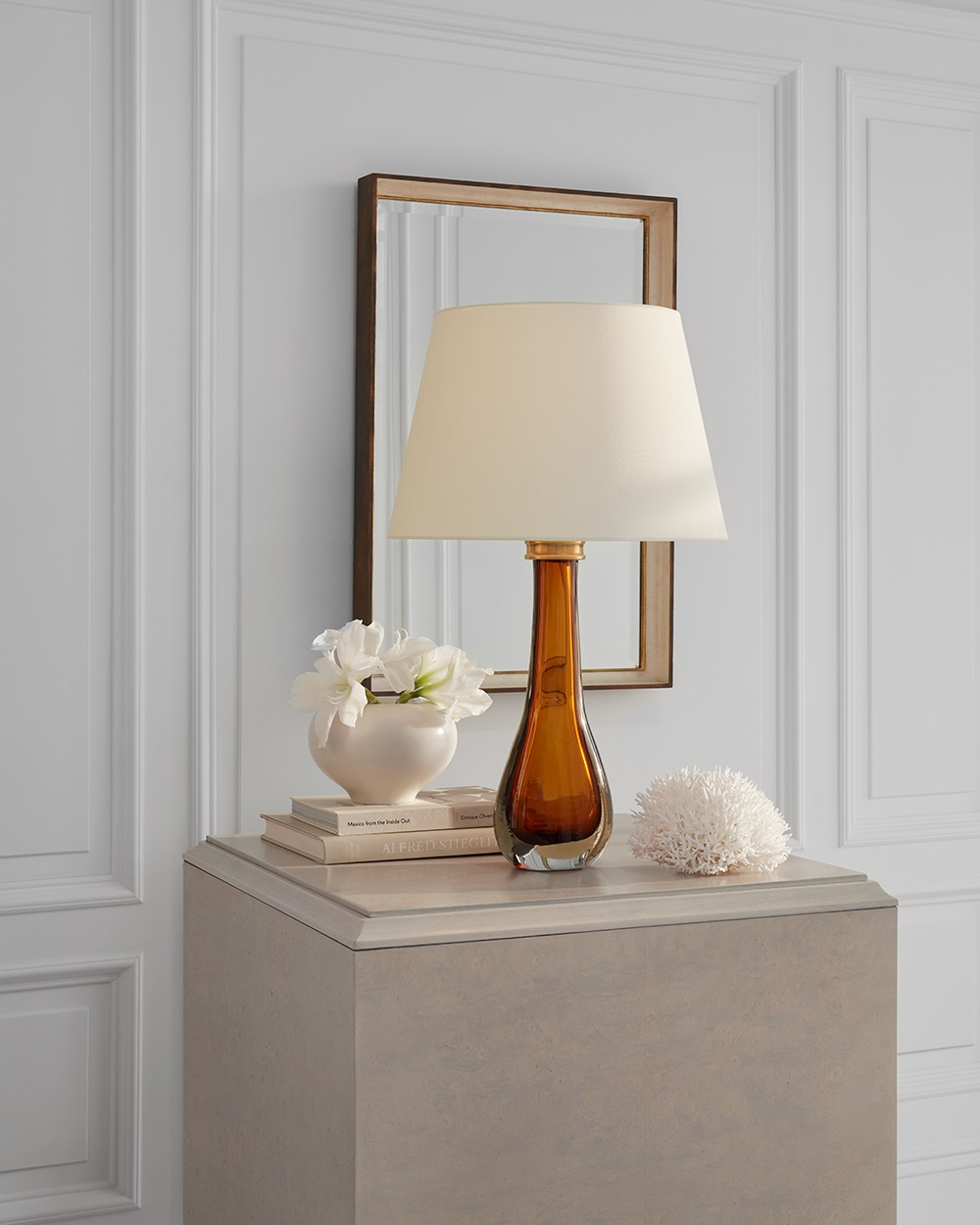 Christa Large Table Lamp in Cerulean Blue Glass