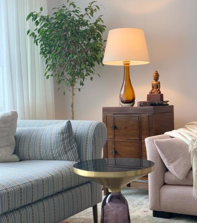 Christa Large Table Lamp in Cerulean Blue Glass