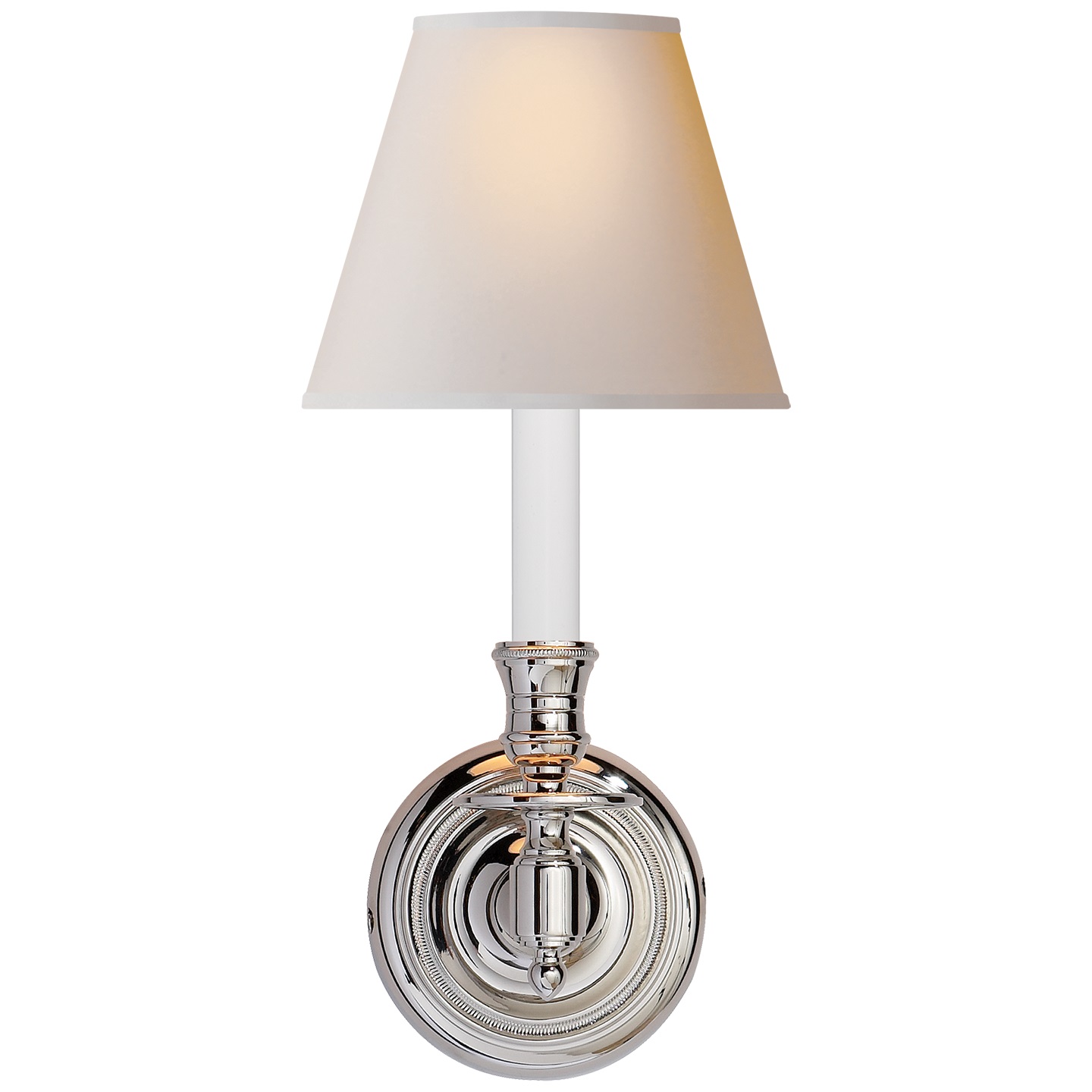 French Single Sconce in Polished Nickel