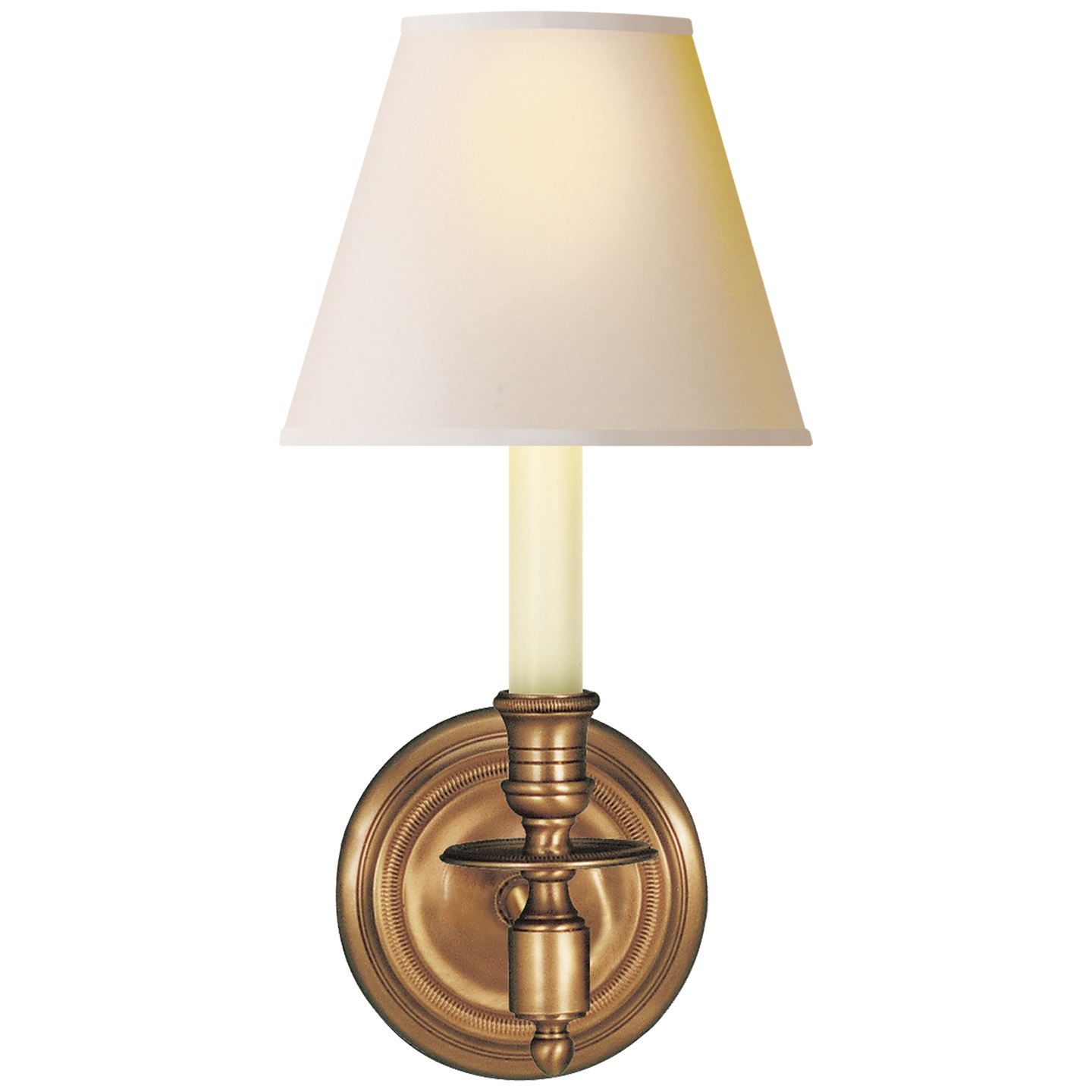 French Single Sconce in Hand-Rubbed Antique Brass