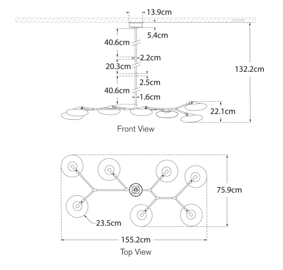 Brindille XL Articulating Linear Chandelier