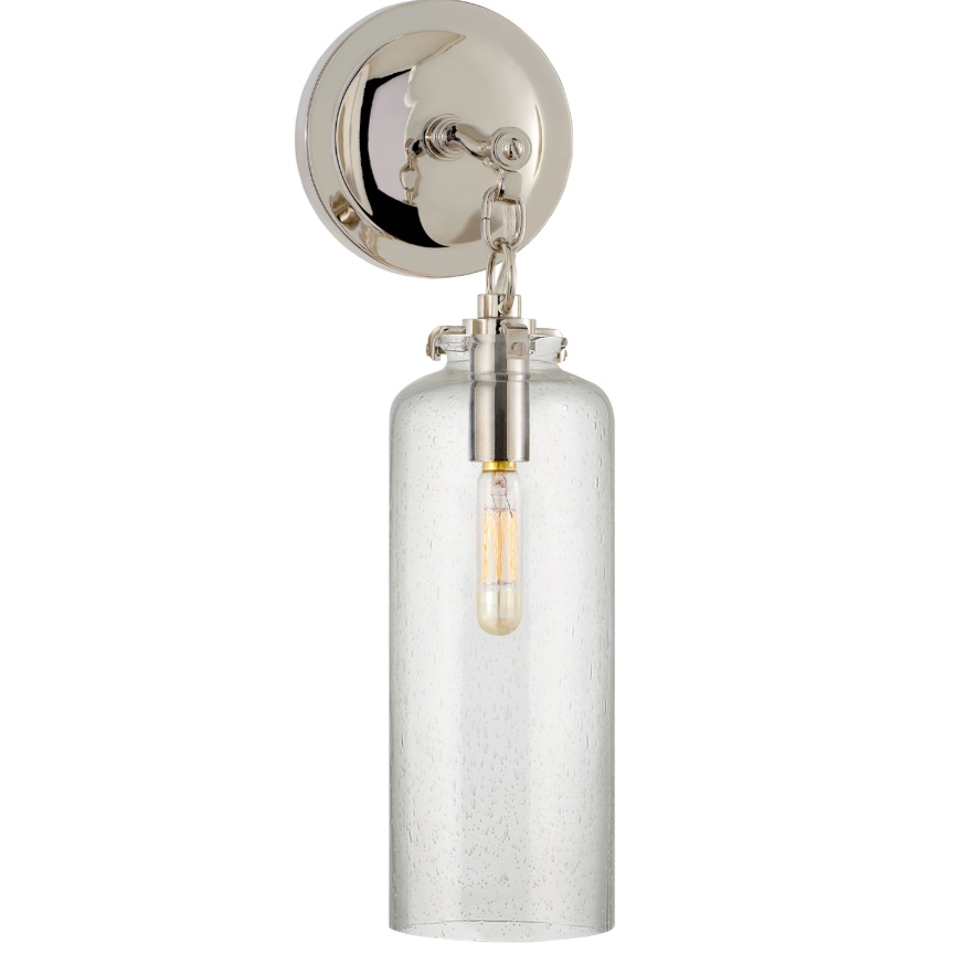 Katie Small Cylinder Sconce in polished nickel